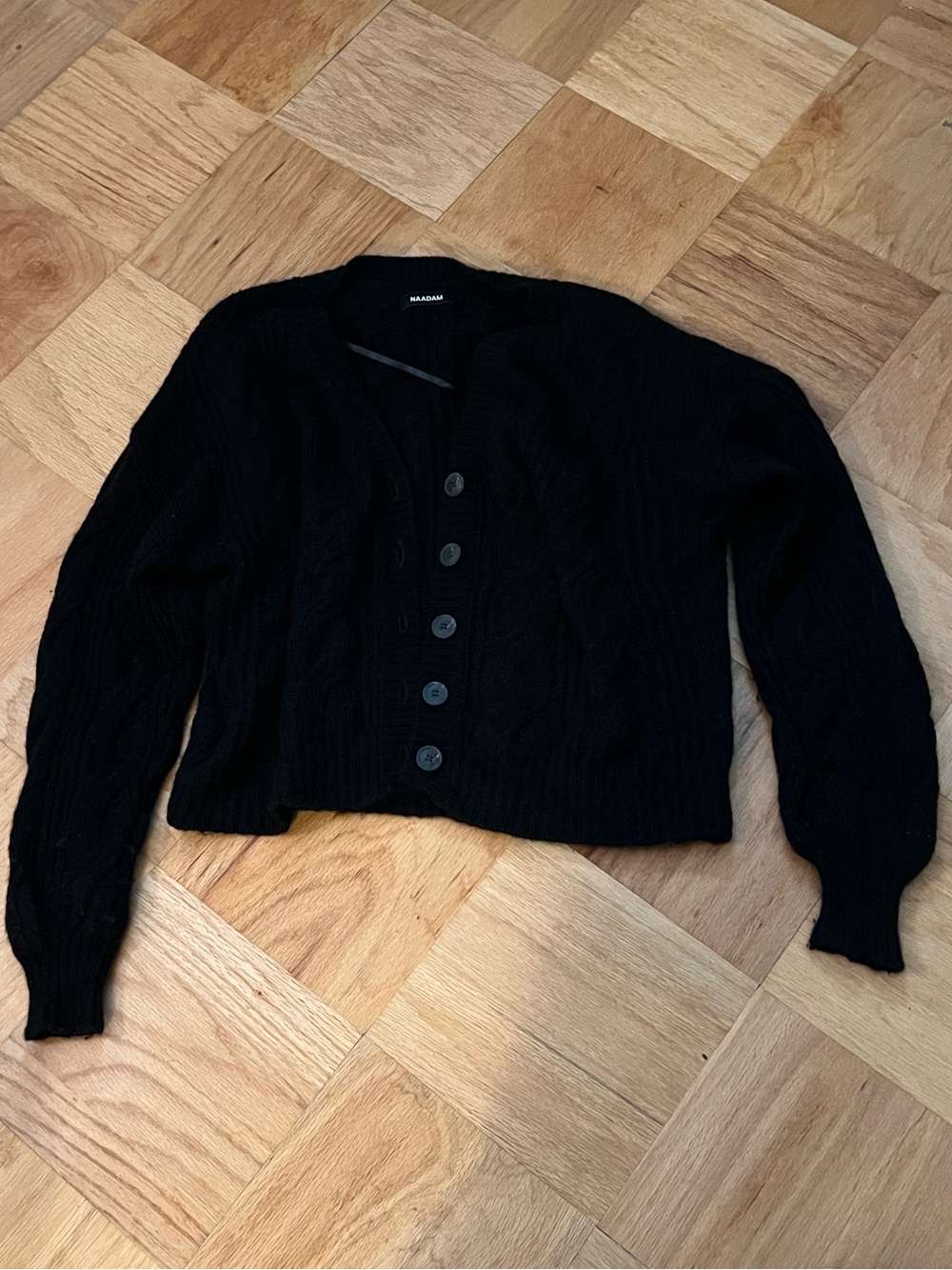 NAADAM Black Wool/Cashmere Blend Cardigan
